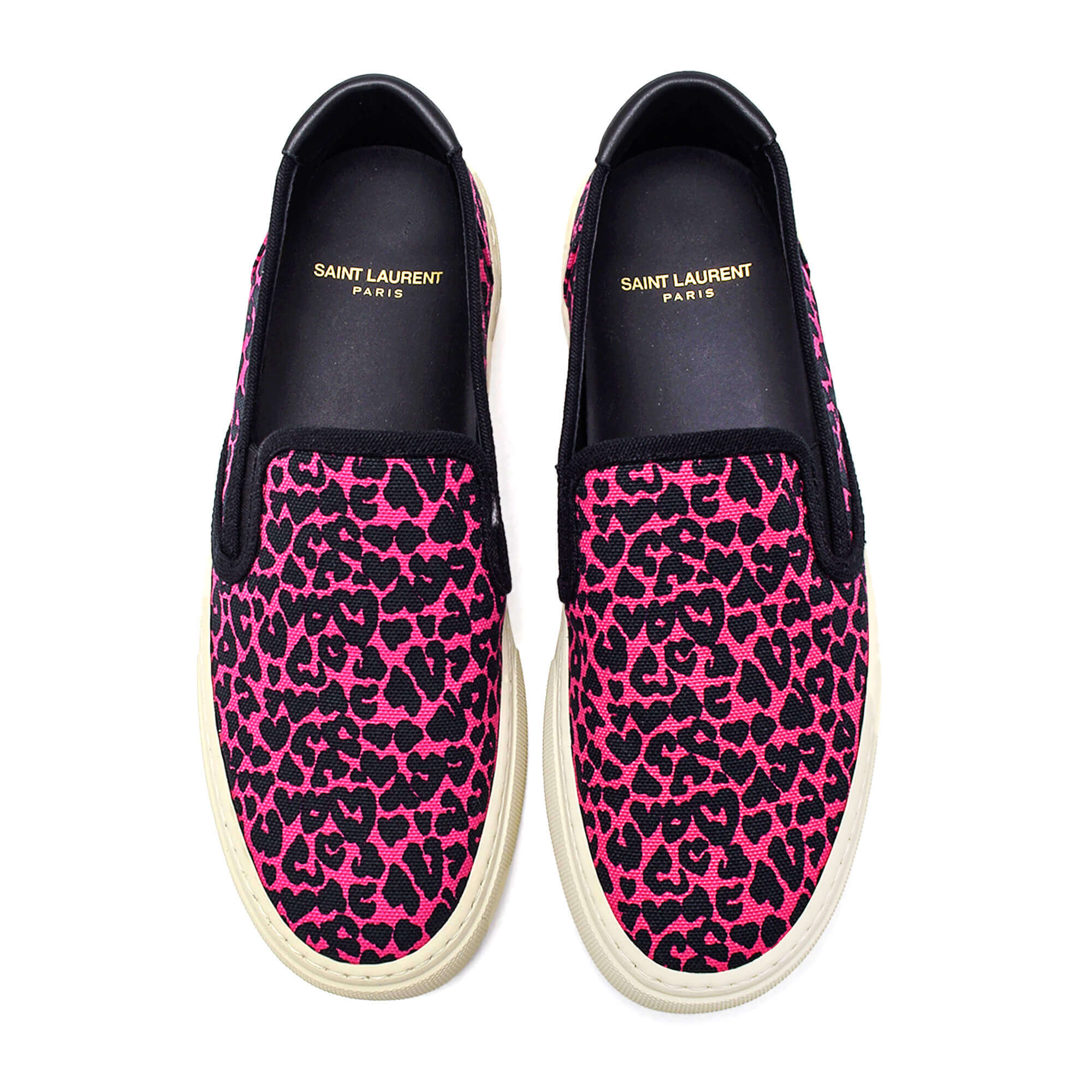 Yves Saint Laurent - Pink Canvas Leopard Print Venice Slip On Sneakers